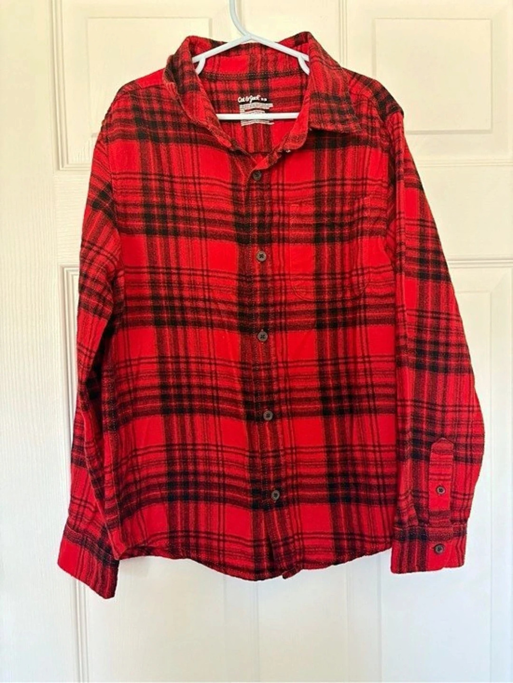 Cat & Jack Boys' Red Black Plaid Flannel Shirt
